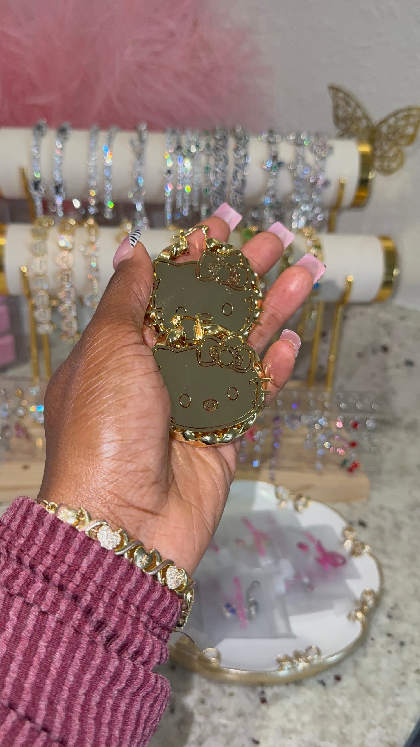 Gold Kitty - Hoop Earrings
