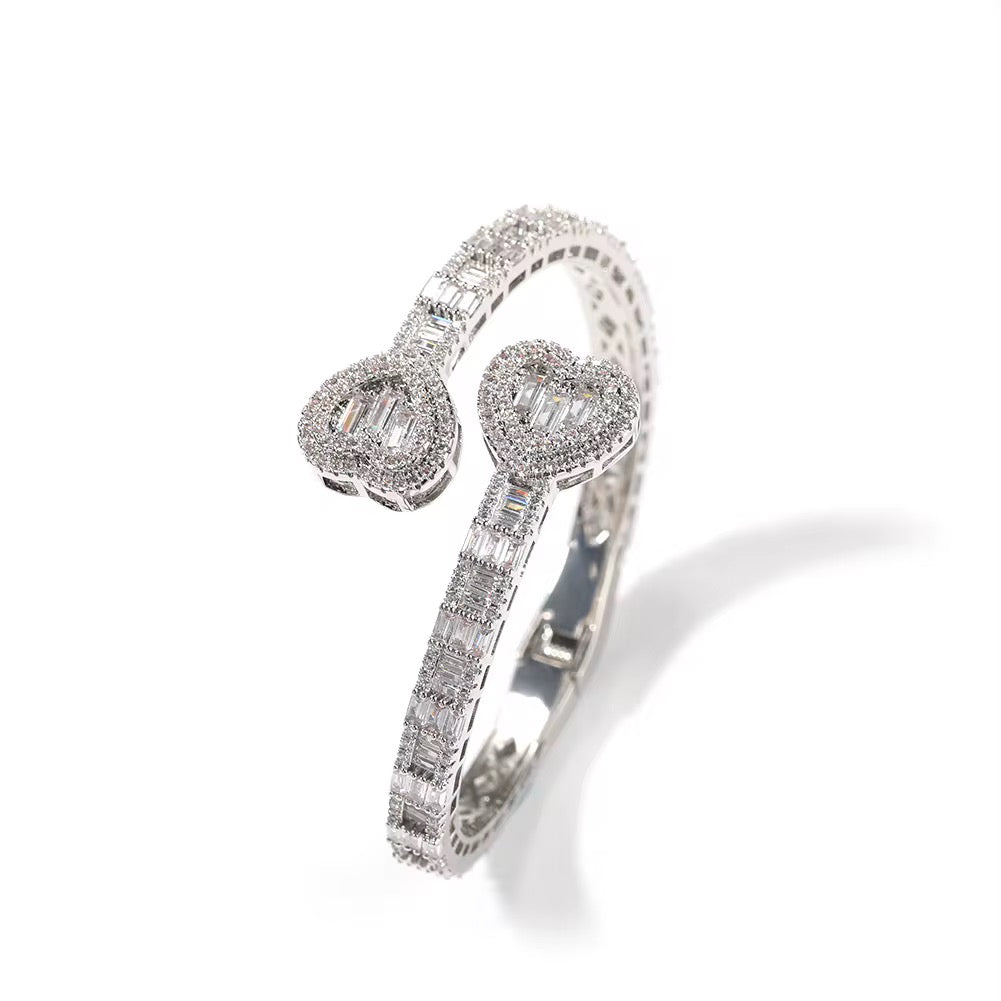 Sweet Hearts - Silver CZ Bangle