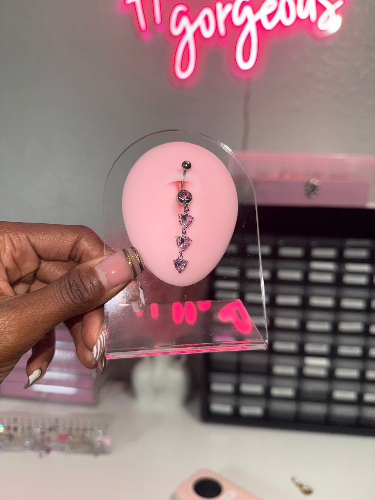 Janelle Pink - Dangle Belly Ring