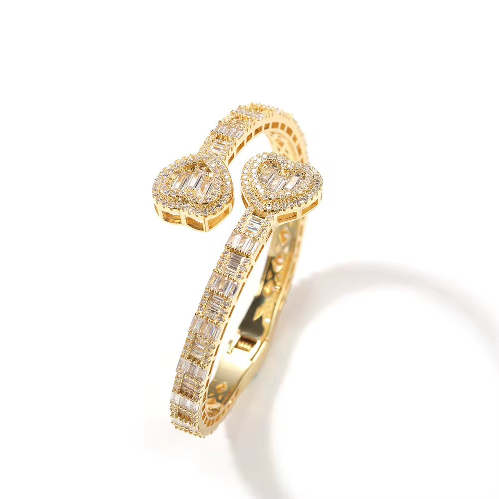 Sweet Hearts - Gold CZ Bangle