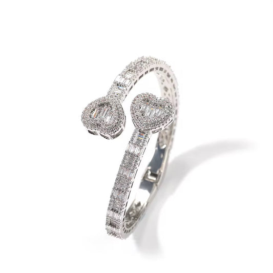 Sweet Hearts - Silver CZ Bangle