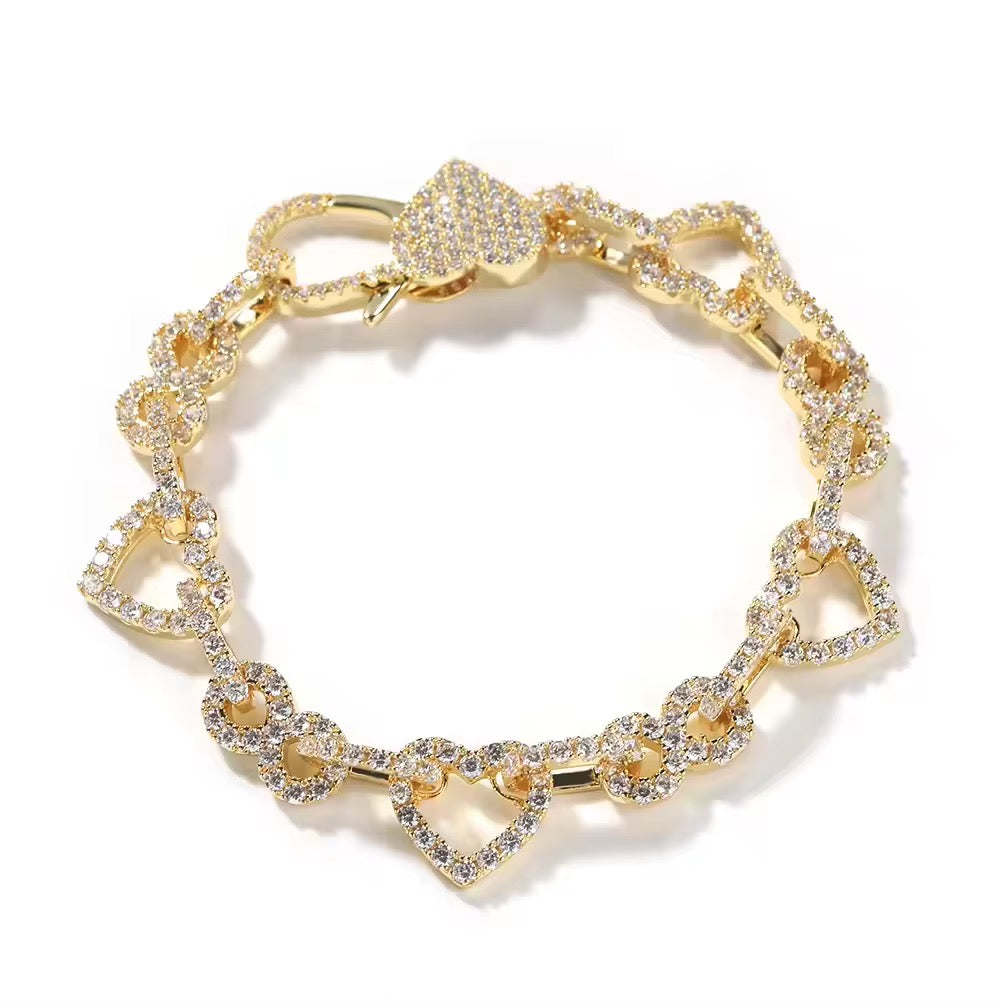Infinity Hearts - Gold CZ Bracelet