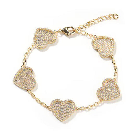Forever Hearts - Gold CZ Bracelet