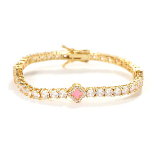 Sia Clover - Pink/Gold CZ Bracelet