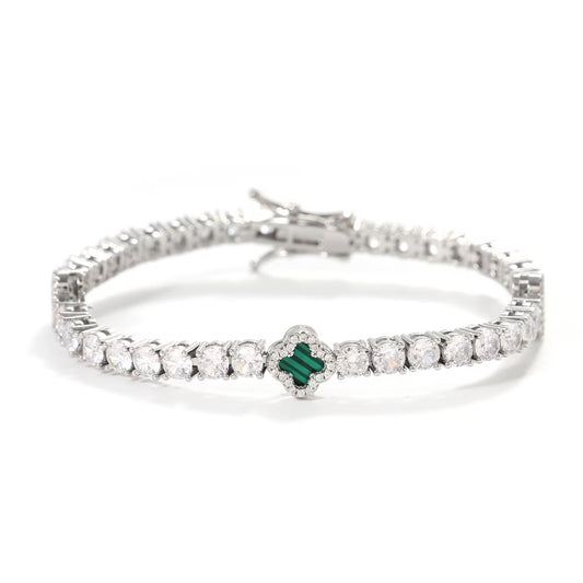 Sia Clover - Green/Silver CZ Bracelet