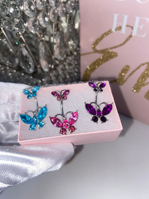 Crystal Butterfly - Belly Ring